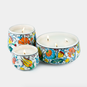 Hand Painted Ceramic Candles | $38